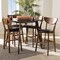 Baxton Studio Eline Black Faux Leather Upholstered Walnut Finished 5-Piece Pub Set 144-8075-8072 - alternate 6